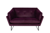 Karla Purple Velvet Contemporary Loveseat and Ottoman