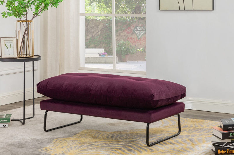 Karla Purple Velvet Contemporary Ottoman