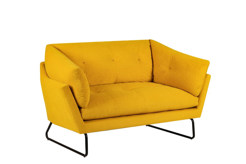 Karla Yellow Velvet Contemporary Loveseat