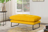Karla Yellow Velvet Contemporary Loveseat and Ottoman