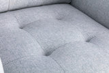 Victoria Light Gray Linen Fabric Armchair with Metal Legs, Side Pockets, and Pillow
