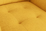 Victoria Yellow Linen Fabric Armchair with Metal Legs, Side Pockets, and Pillow