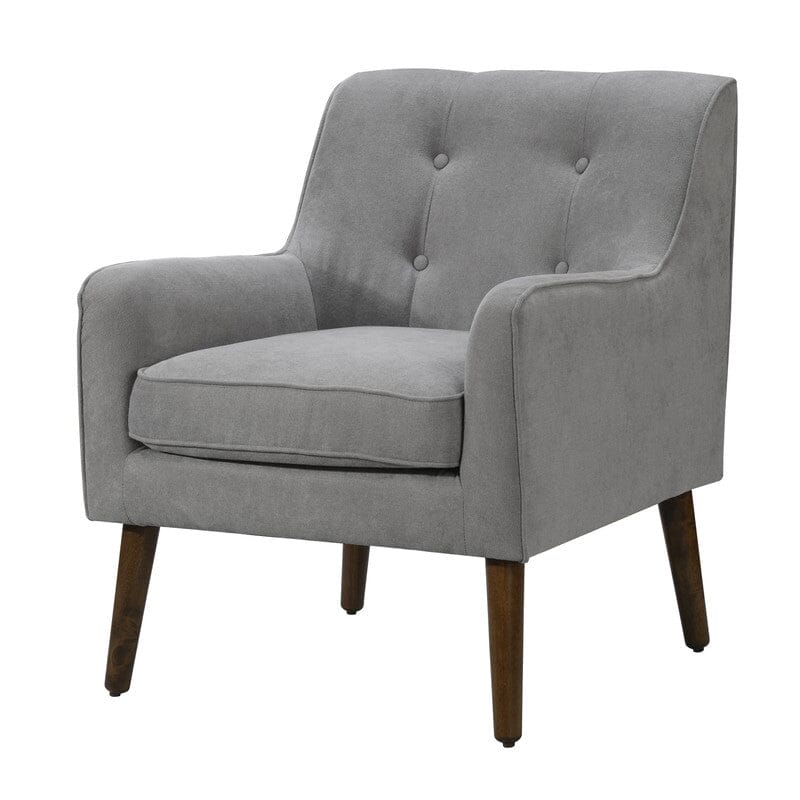 Ryder Mid Century Modern Steel Gray Woven Fabric Tufted Armchair