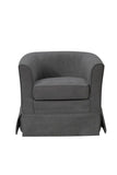 Tucker Gray Woven Fabric Swivel Barrel Chair