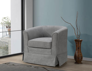 Tucker Steel Gray Woven Fabric Swivel Barrel Chair