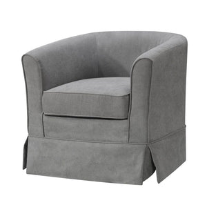 Tucker Steel Gray Woven Fabric Swivel Barrel Chair