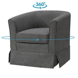 Tucker Gray Woven Fabric Swivel Barrel Chair
