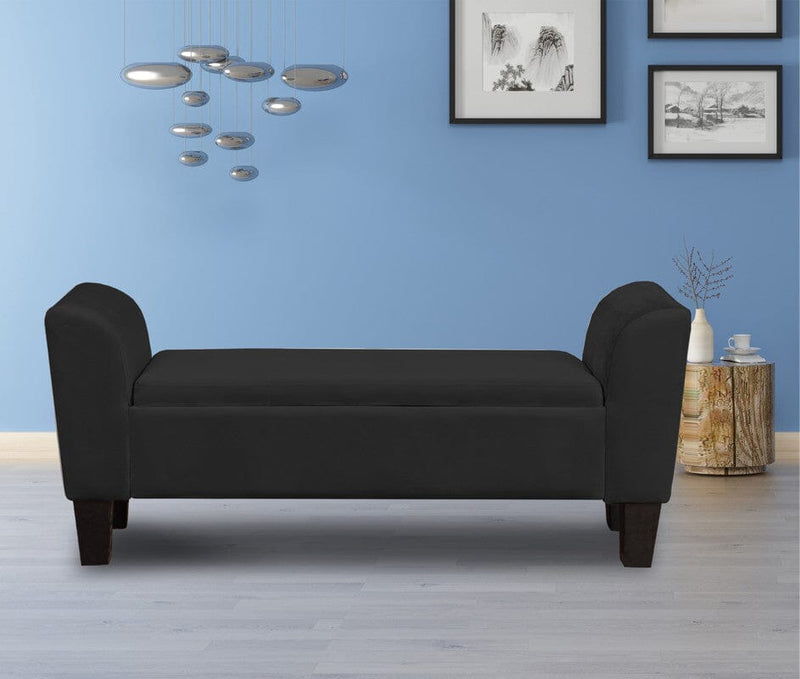 Mila Black Velvet Ottoman Bench with Storage