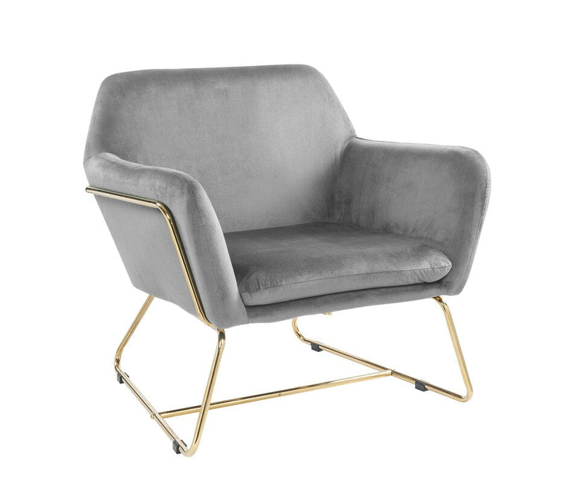 Keira Gray Velvet Accent Chair with Metal Base