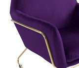 Keira Purple Velvet Accent Chair with Metal Base