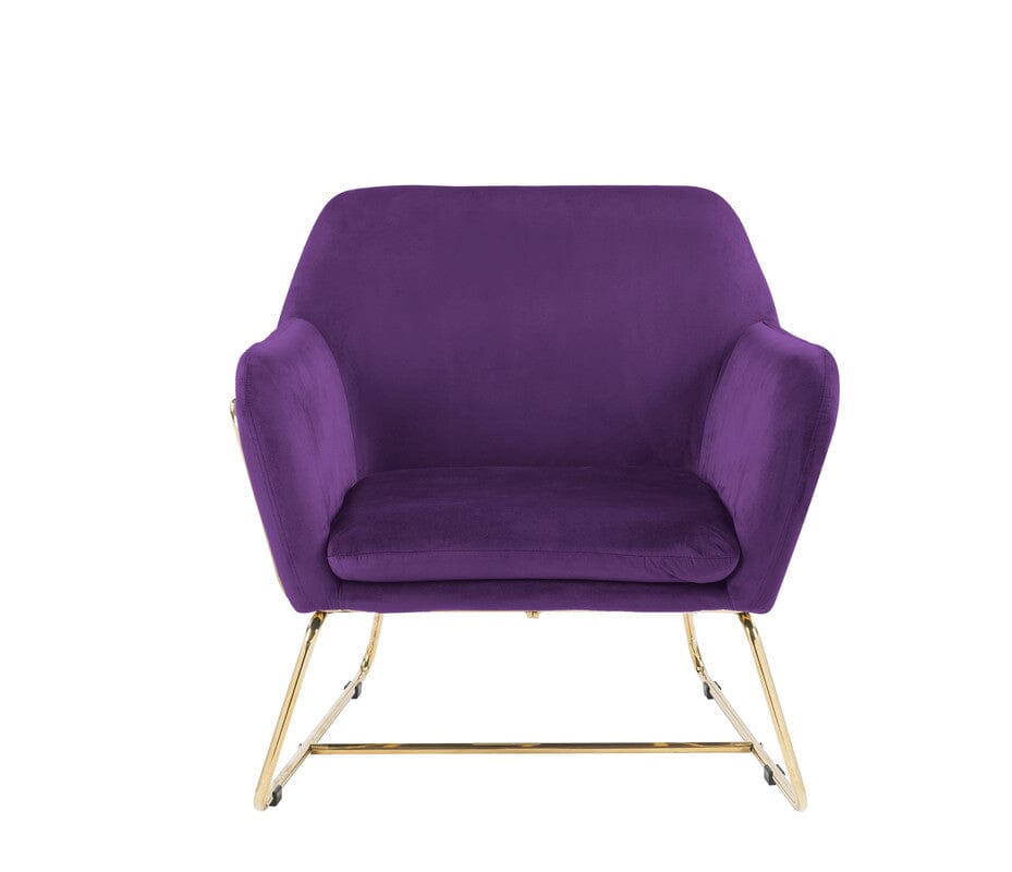 Keira Purple Velvet Accent Chair with Metal Base