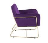 Keira Purple Velvet Accent Chair with Metal Base