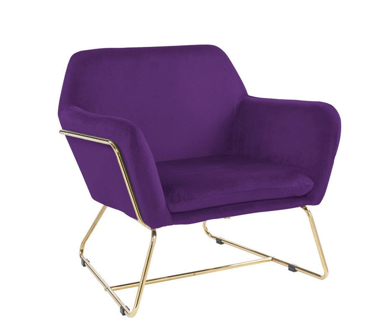 Keira Purple Velvet Accent Chair with Metal Base