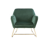Keira Green Velvet Accent Chair with Metal Base