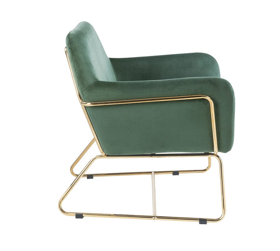 Keira Green Velvet Accent Chair with Metal Base