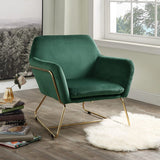 Keira Green Velvet Accent Chair with Metal Base