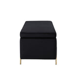 Emma Black Velvet Storage Bench with Metal Legs