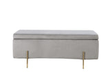 Emma Gray Velvet Storage Bench with Metal Legs