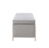 Emma Gray Velvet Storage Bench with Metal Legs