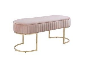 Set of 2 Julianne Pink Velvet Bench with Metal Base