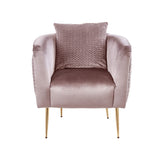 Natalie Blush Pink Velvet Barrel Accent Chair with Metal Legs