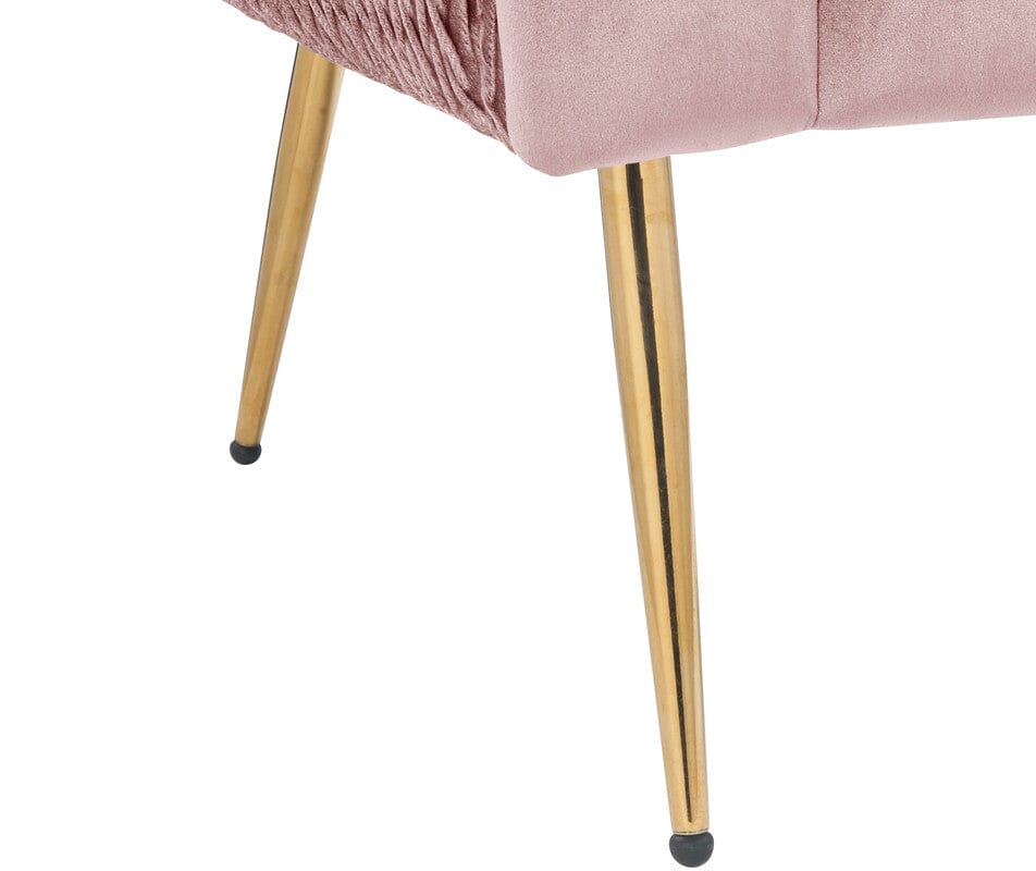 Natalie Blush Pink Velvet Barrel Accent Chair with Metal Legs