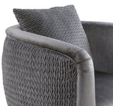 Natalie Gray Velvet Barrel Accent Chair with Metal Legs