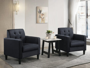 Hale Black Velvet Armchairs and End Table Living Room Set