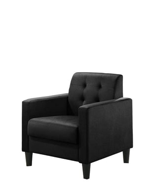 Hale Black Velvet Accent Armchair with Tufting