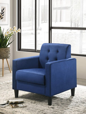 Hale Blue Velvet Accent Armchair with Tufting