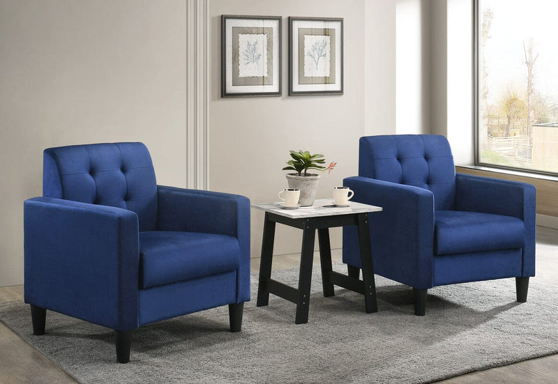 Hale Blue Velvet Armchairs and End Table Living Room Set