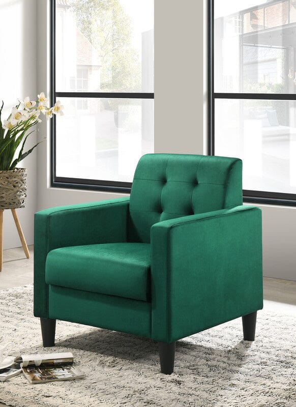 Hale Green Velvet Accent Armchair with Tufting - Main Image