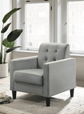 Hale Light Gray Velvet Armchairs and End Table Living Room Set
