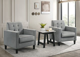 Hale Light Gray Velvet Armchairs and End Table Living Room Set