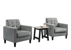 Hale Light Gray Velvet Armchairs and End Table Living Room Set