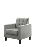 Hale Light Gray Velvet Accent Armchair with Tufting