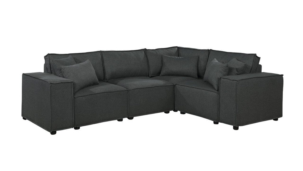 Melrose Modular Sectional Sofa with Ottoman in Dark Gray Linen