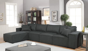 Ermont Sofa with Reversible Chaise in Dark Gray Linen
