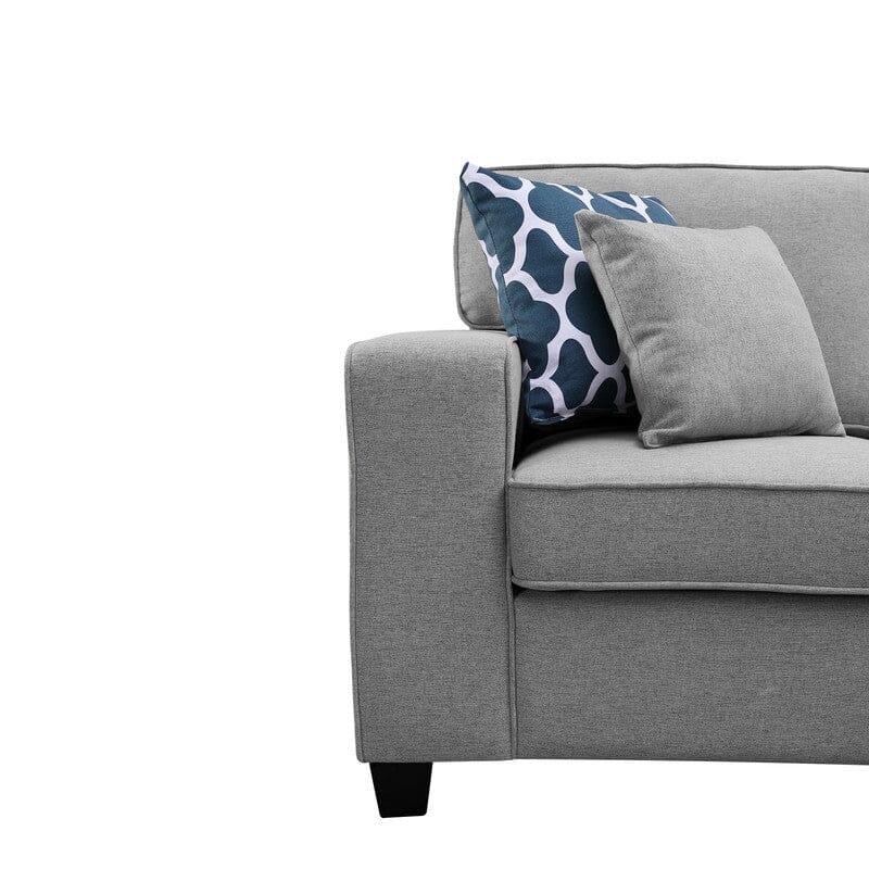 Casanova Light Gray Linen 7Pc Modular L-Shape Sectional Sofa with Ottoman