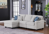 Leo Light Gray Linen 3Pc Sectional Sofa Chaise