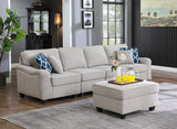Leo Light Gray Linen 5 Seater Sofa and Ottoman