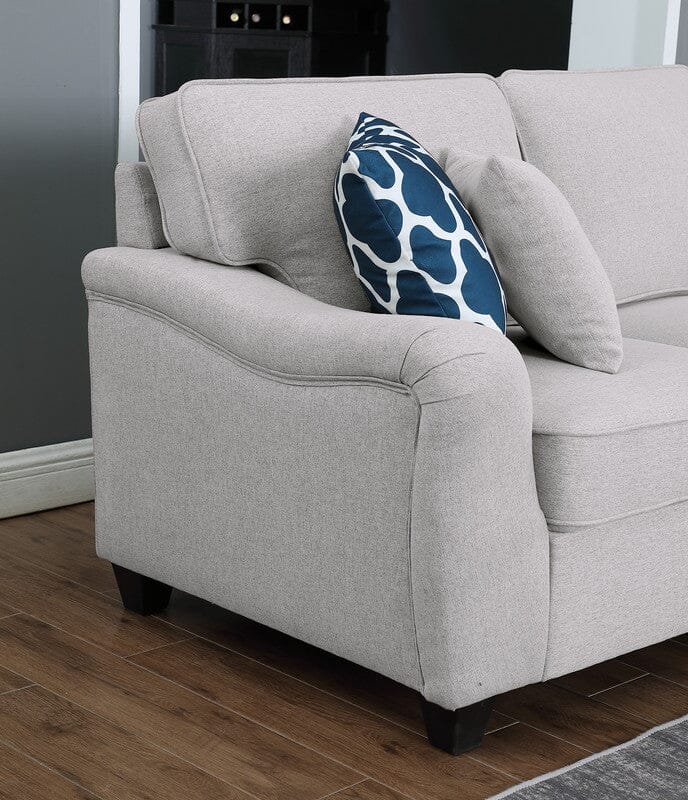 Leo Light Gray Linen 3Pc Sectional Sofa Chaise