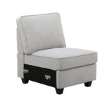 Leo Light Gray Linen 5 Seater Sofa and Ottoman