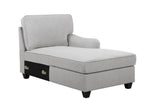 Leo Light Gray Linen 8Pc Modular L-Shape Sectional Sofa Chaise and Ottoman
