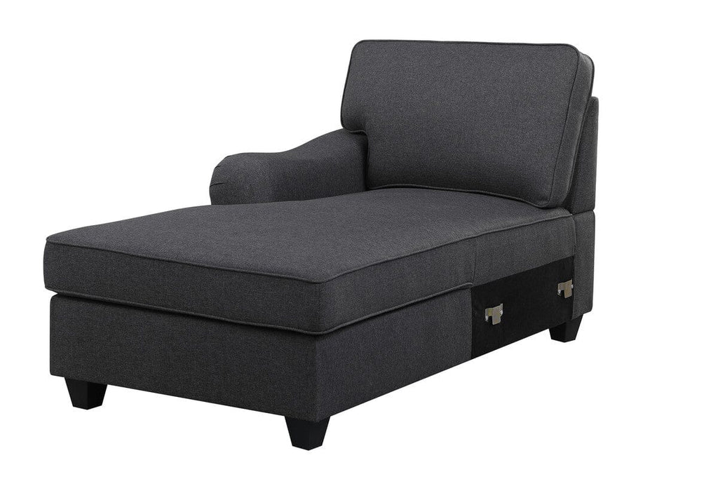 Leo Dark Gray Linen 8Pc Modular L-Shape Sectional Sofa Chaise and Ottoman
