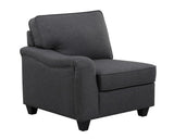 Leo Dark Gray Linen 7Pc Modular L-Shape Sectional Sofa Chaise and Ottoman
