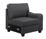 Leo Dark Gray Linen 6 Seater Sofa and Ottoman