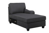 Leo Dark Gray Linen Double Chaise 7Pc Modular Sectional Sofa