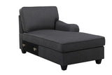 Leo Dark Gray Linen 7Pc Modular L-Shape Sectional Sofa Chaise and Ottoman
