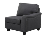 Leo Dark Gray Linen 6 Seater Sofa and Ottoman